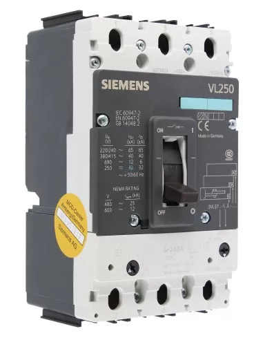 Siemens 3vl37201dc360aa0 automatischer schalter vl250n 3 polig 200a 40ka distr tm